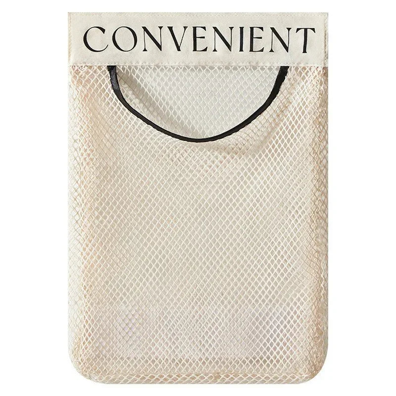 1/4PCS Wall Mount Mesh Storage Bag Garbage Holder Plastic Shopping Bags Dispenser Sundries Bag Net Storage Grocery Bag Organizer