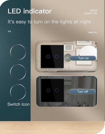 BSEED Wifi Light Switches Smart Wall Switch 1/2/3Gang 1/2/3/4Way Touch Sensor Switch With Normal Socket Support Tuya Smart Life