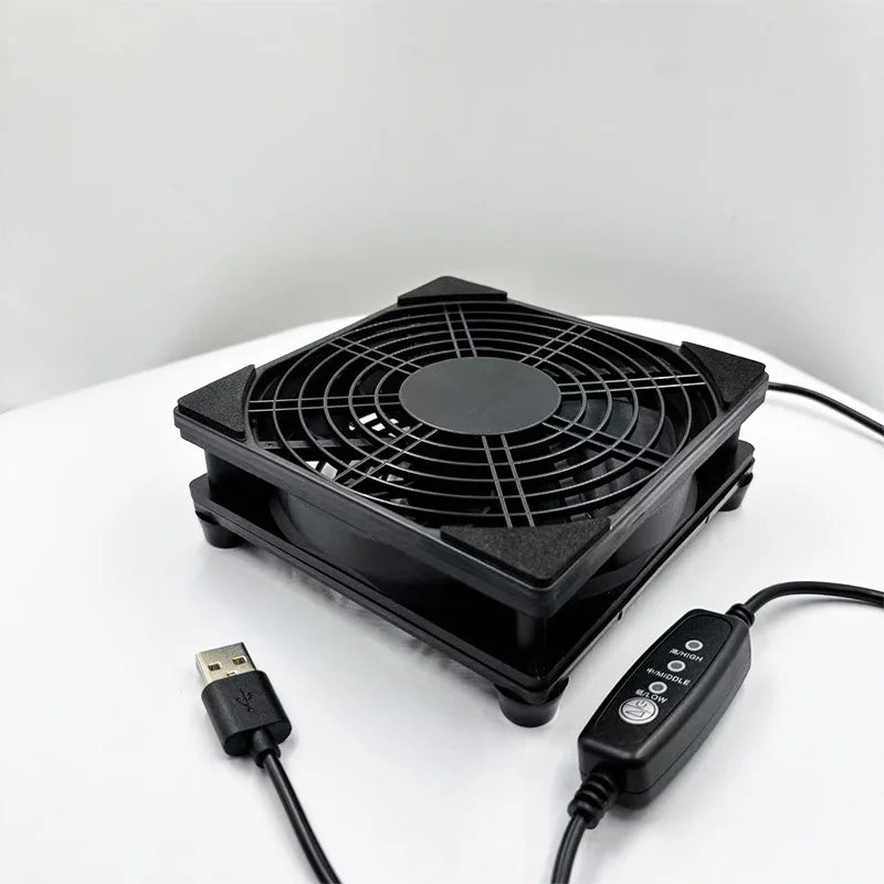 Home Router Cooling Fan For Ipad USB-Powered Silent Computer Fan 3-Speed Adjustable Silent  Fan Cooling with Controller