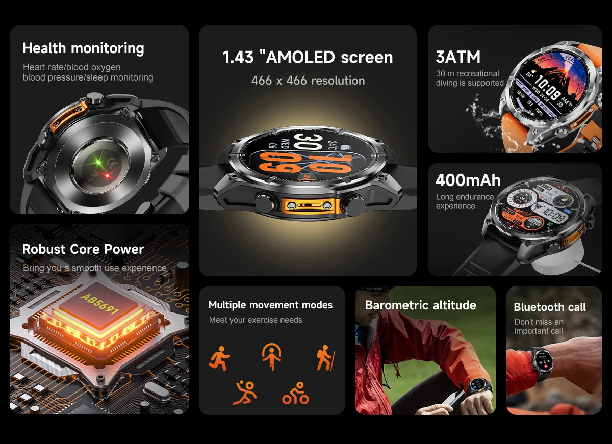 2026 HD300 Smart Watch AMOLED Path 5.4Bluetooth Chat AI GPT Waterproof Health Watches Bluetooth Call Travel Diving Smartwatch