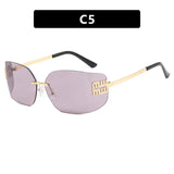 Riveted Rimless Rectangle Sunglasses