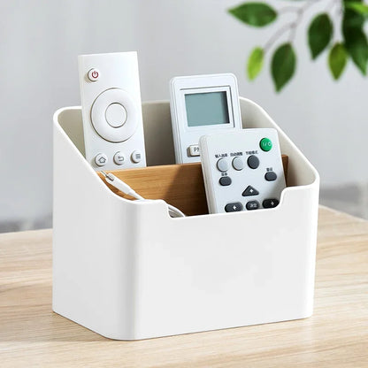 Multi-Function Remote Control Organizer Box for TV Air Conditioner Kitchen Desktop Storage Holder with Compartment