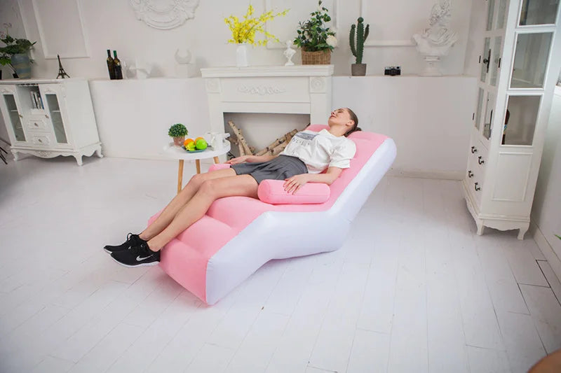 1Pc Inflatable Lazy Sofa Home Leisure Fashion Comfortable  Inflatable Air Sleeping Bed Indoor Collapsible Bed Leisure Sofa