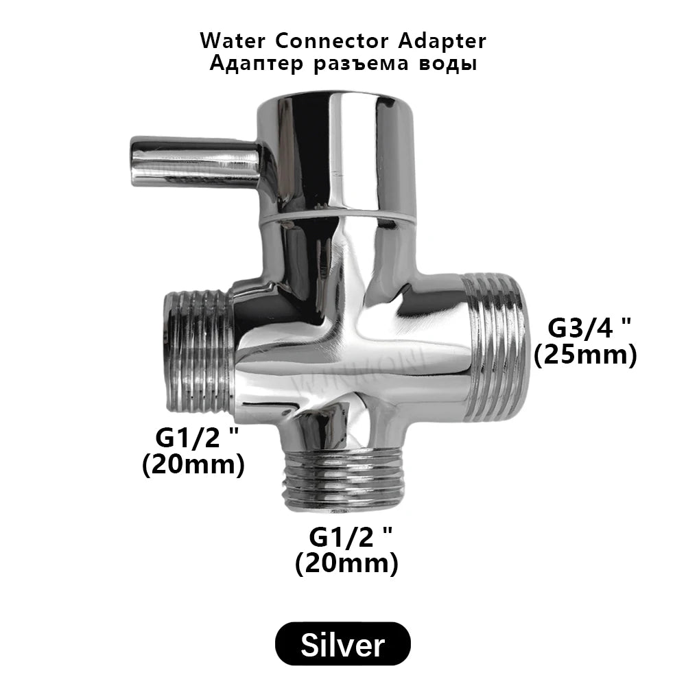 Black Shower Column Set Bathroom Accessories 3 Way Water Diverter Valve Bathtub Mixer Showers Faucet Pressurization Shower Head