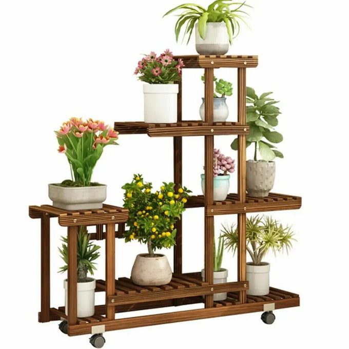 Rolling Wooden Plant Stand — product image