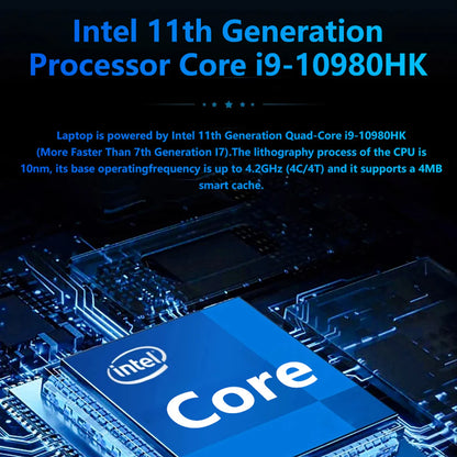15.6 Inch Laptop Intel Core i9 10980HK Windows 11 Pro 32GB DDR4 M.2 2TB SSD Ultrabook Computer Fingerprint Unlock WIFI Fast