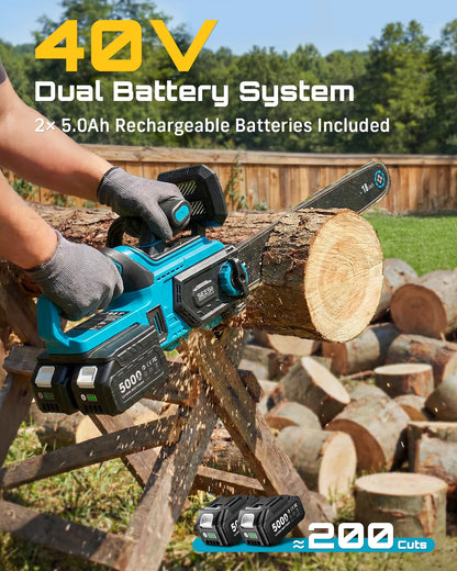 Seesii 40V 18Inch Cordless Electric Saw 2200W Brushless Chainsaw With Automatic Oiler  Garden Woodworking Cutting Tool For Makita 18v Battery pin