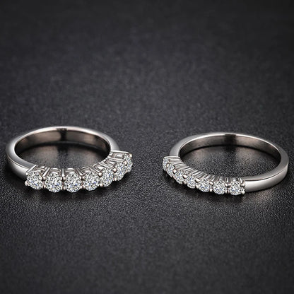1.0mm-3.5mm Round Brilliant Cut Moissanite Wedding Rings Half Eternity Band 925 Silver Lab Diamond Wedding Ring With Certificate