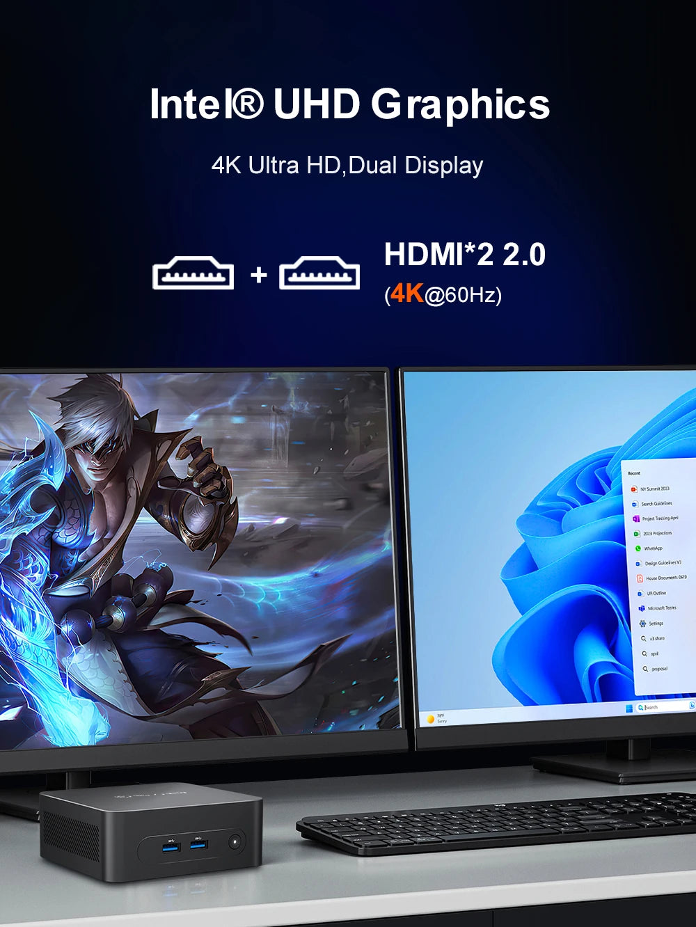 MLLSE  Mini PC M2 Plus Intel Celeron 5205U Processor 8GB RAM 256GB ROM WiFi 5 BT4.2 Windows 11 Pro Desktop Computer