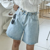 High-Waisted Wide-Leg Denim Shorts