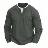 Men's Layered-Look Waffle Henley Shirt — view 3