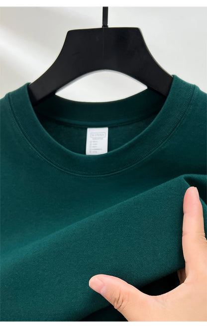 High quality 100% cotton short sleeve men's T-shirt summer round neck loose casual solid color plus size breathable top women