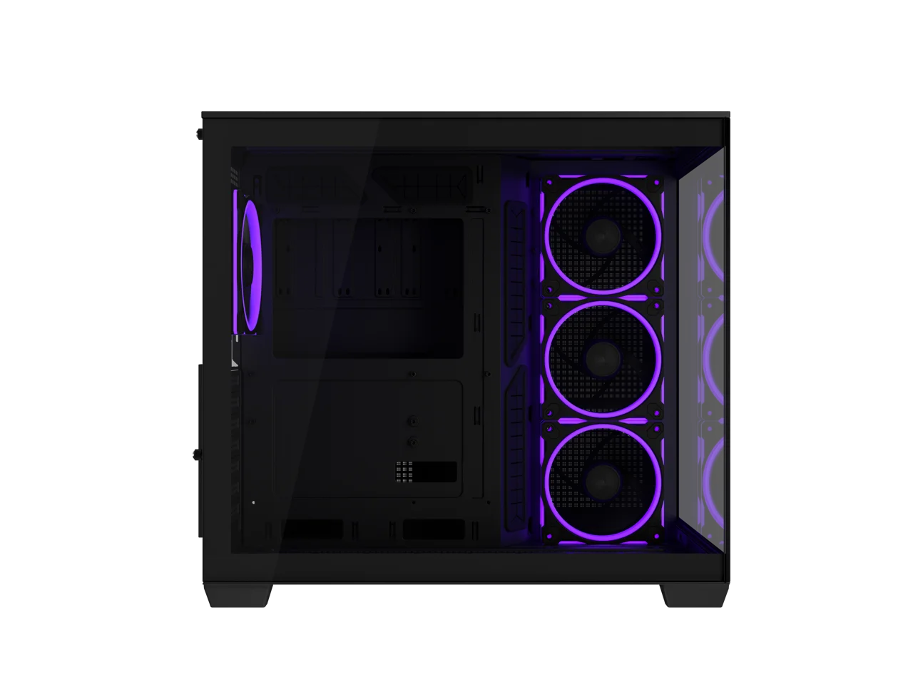 ASUS A32 PLUS Black ATX gaming PC case, support 360mm radiators and 420mm graphics cards, dual-chamber chassis for independent cooling zones, four pre-installed ARGB fans and clean cable management