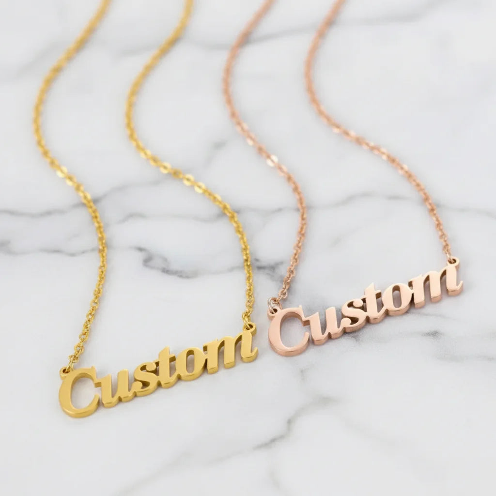 Custom Simple Design Name Necklace for Men Women Personalized Stainless Steel 18K Gold Plated Letters Pendant Necklace Choker