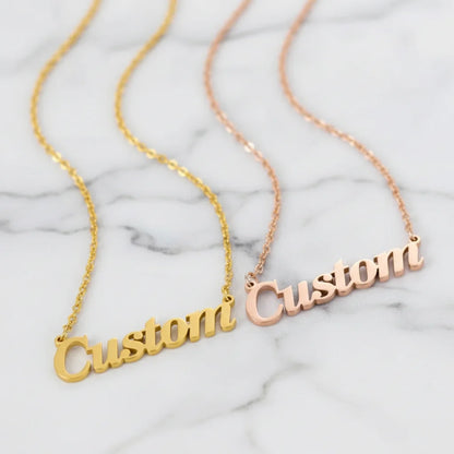Custom Simple Design Name Necklace for Men Women Personalized Stainless Steel 18K Gold Plated Letters Pendant Necklace Choker