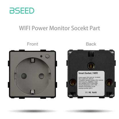 BSEED EU Stanndard Wifi Electrical Sockets Power Monitor Outlets Tuya Smart Life Alexa App Control Timing Function DIY Parts