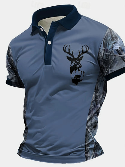 The new men's short-sleeved POLO shirt for summer 2025 features a casual fashionable and breathable 3D pattern print