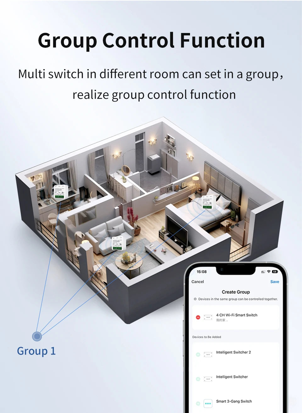 100-240V 16A Tuya Smart WiFi Switch Mini 1/2Gang Breaker Relay Smart Life App Remote Interruptor Google Home Alexa Voice Control