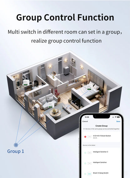 100-240V 16A Tuya Smart WiFi Switch Mini 1/2Gang Breaker Relay Smart Life App Remote Interruptor Google Home Alexa Voice Control