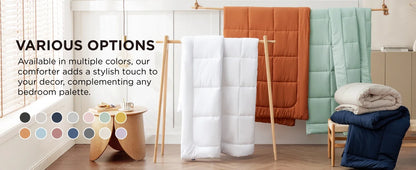 Comforter Duvet Insert - Quilted Comforters Queen Size, All Season Duvet, GentleSoft Down Alternative Bedding Blanket, with 8 Tabs, Gifts for Women/Men, White, Queen 88 x 88 Inches