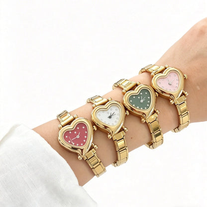 Heart Shape Dial Quartz Watch Stainless Steel Bracelet Wristwatch Cute Mini Love Heart Ladies Dress Watch Fashion Jewelry Gift