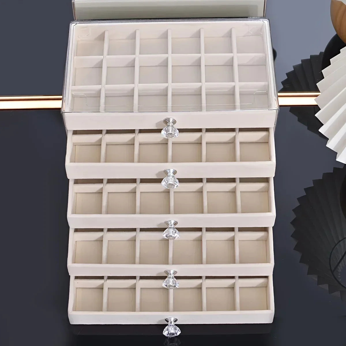Newly Upgraded 7-Tier Dust-Proof Acrylic Jewelry Storage Box Modern Rectangular Desktop Display & Storage Jewelry Box Amagi