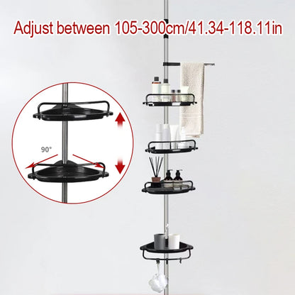 Adjustable Telescopic Shower Rack Stainless Steel Floor-to-Ceiling Bathroom Storage Rack, Rustproof & Space-Saving Organizer