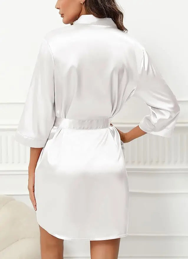 New Women's Sleeping Robe Home Clothes Sleeping Bridal Morning Robe Ding Simulated Silk Elastic Sleeping Robe Silk Short Dress