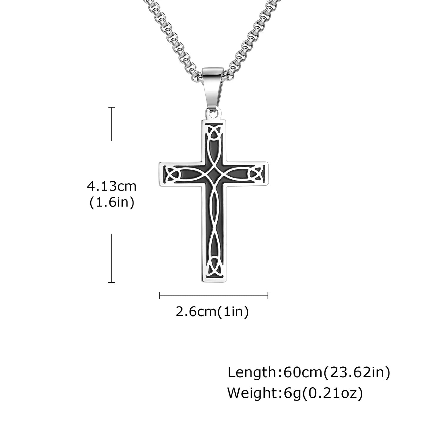 Stylish Men's Stainless Steel Cross Necklace,Punk Hip Hop Cross Pendant Necklace,Birthday Party Jewelry Gift for Him Dad Son