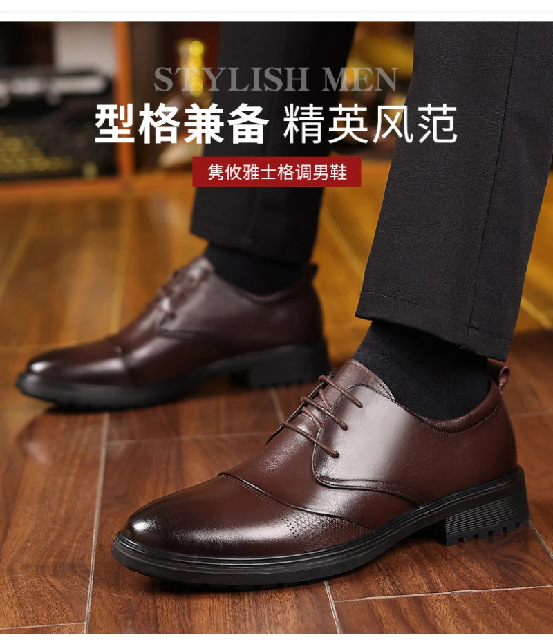 Mens Black Genuine Leather Textured Lace Up Chunky Sole Oxfords Formal Business Office Groom Wedding Daily Wear Shoes Fashion