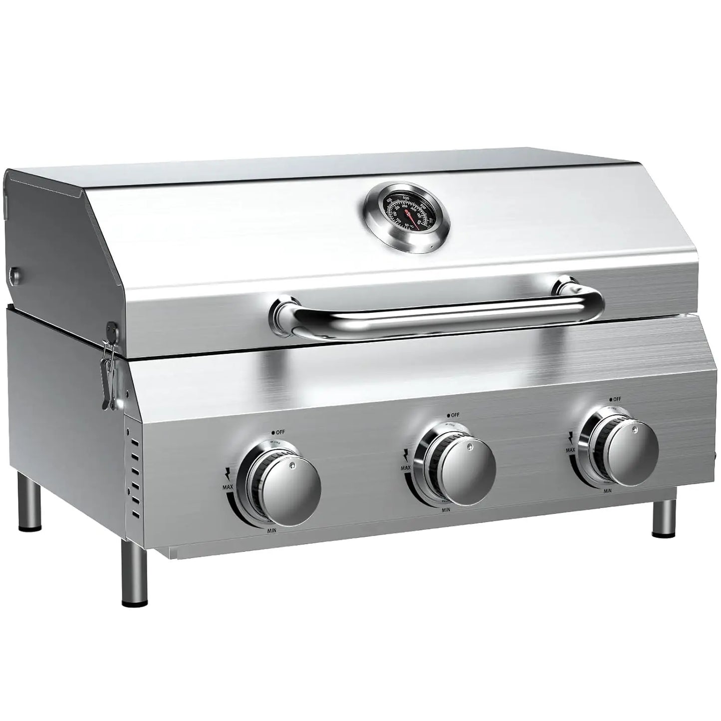20000 BTU Porterhouse Tabletop Gas Grill 2 Burners Stainless Steel BBQ with Glass Lid Portable Outdoor, Customized