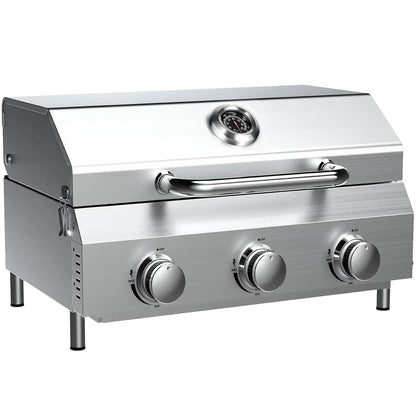 20000 BTU Porterhouse Tabletop Gas Grill 2 Burners Stainless Steel BBQ with Glass Lid Portable Outdoor, Customized