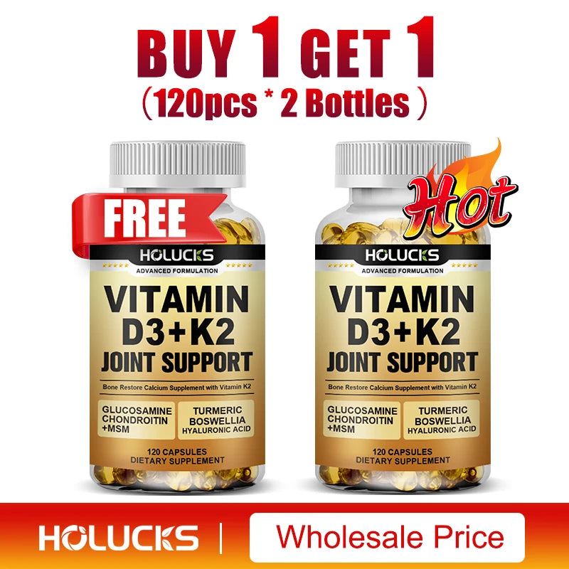 Advanced Joint Support Supplement, with Vitamin D3 K2, for Heart & Bone Health, Mood & Immune Support