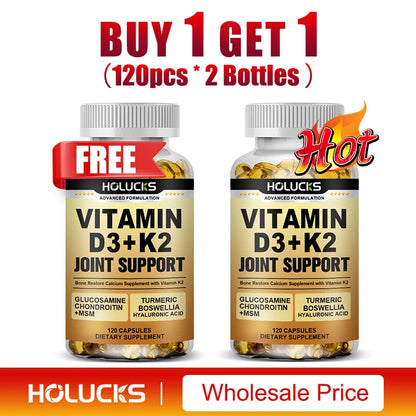 Advanced Joint Support Supplement, with Vitamin D3 K2, for Heart & Bone Health, Mood & Immune Support