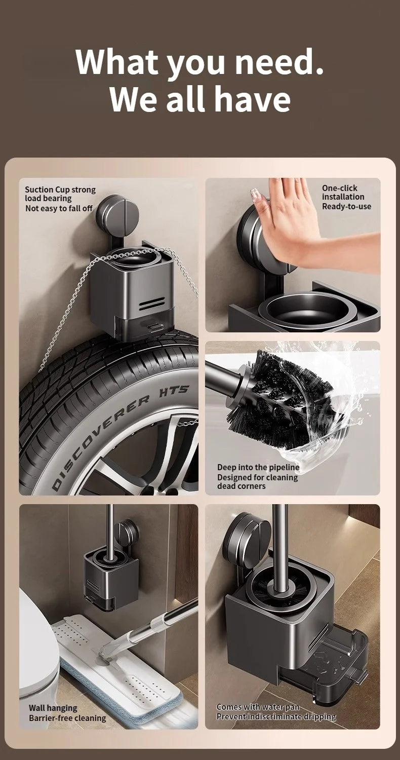 Suction Cup Toilet Brush For Household Wall Mounted Toilets With No Dead Corners Bathroom And Toilet Seat Cleaning Tool