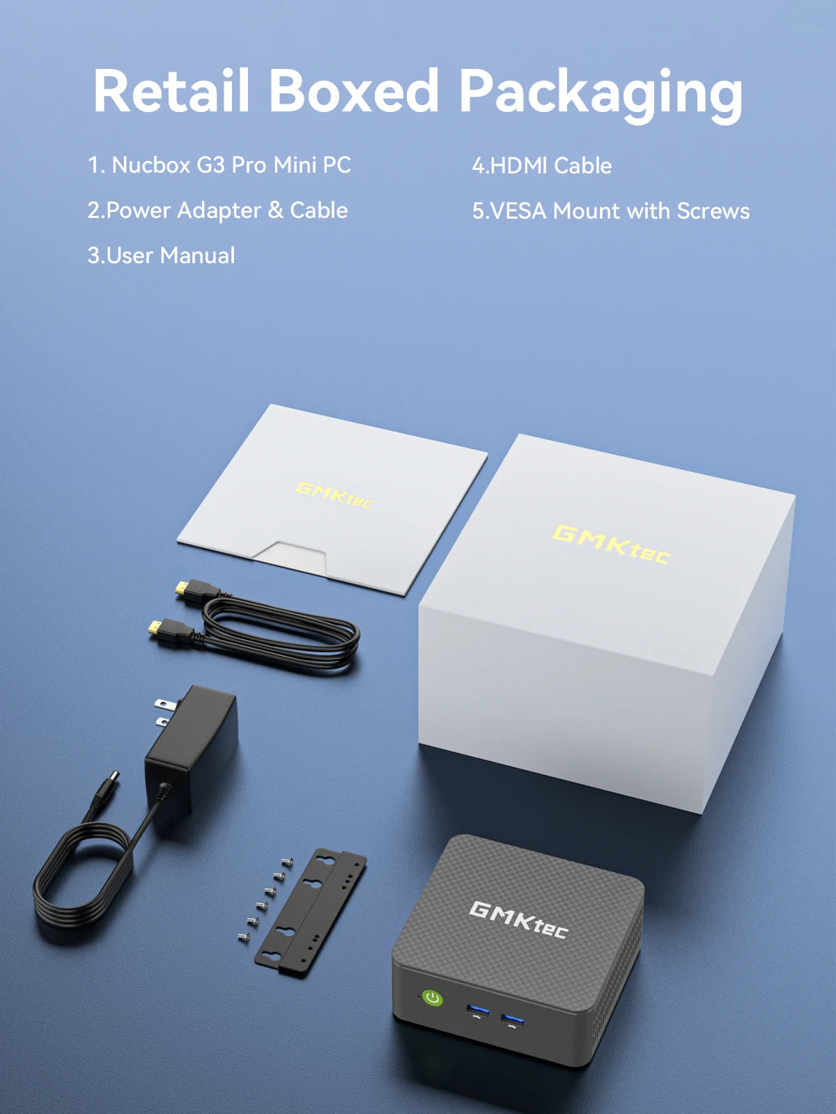GMKtec G3 Pro Mini PC Intel i3-10110U Windows 11 Pro Mini PC 8GB DDR4 256GB PCIe M.2 SSD WiFi 6 BT5.2 Desktop Computer