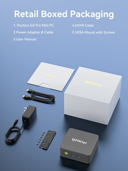 GMKtec G3 Pro Mini PC Intel i3-10110U Windows 11 Pro Mini PC 8GB DDR4 256GB PCIe M.2 SSD WiFi 6 BT5.2 Desktop Computer