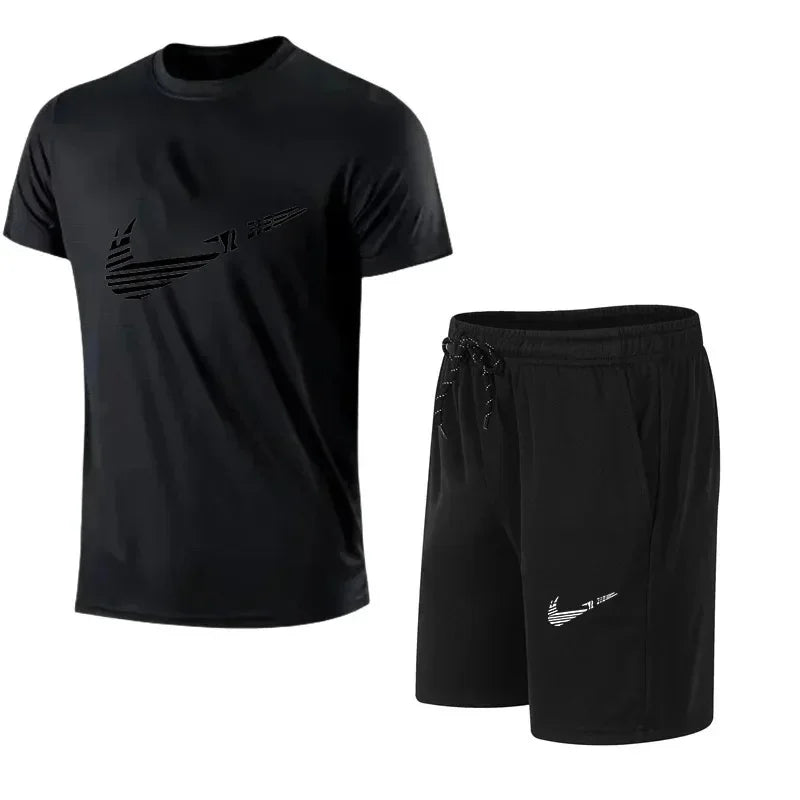 2025 Summer Fashion Men's Tracksuit T-shirt Shorts Set Leisure Short Sleeve Set Jogging Gym Suit Brand Clothing