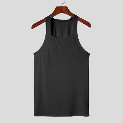 New Fashion Sports Tank Tops Men's Solid Color O-neck Sleeveless T-shirt Skinny Gym Streetwear Casual Vests Party Clothing S-5XL