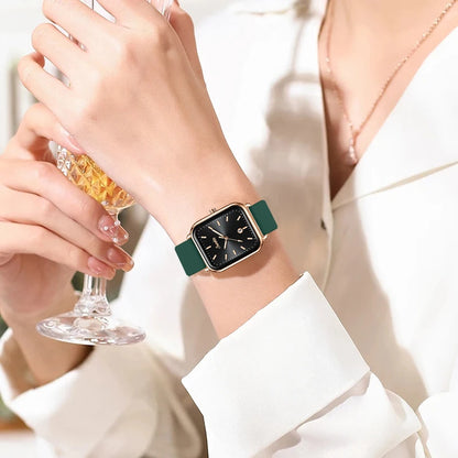 Sunkta Fashion Elegant Woman Watch Square Luxury Retro Silicone Belt Auto Date Casual Waterproof Luminous Quartz Watches for Men