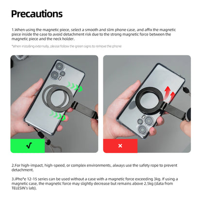 TELESIN Silicone Magnetic Quick Release Neck Mount Hold for Iphone 15 14 13 12 11 SAMSUNG HUAWEI XIAOMI Smart Phone Accessories