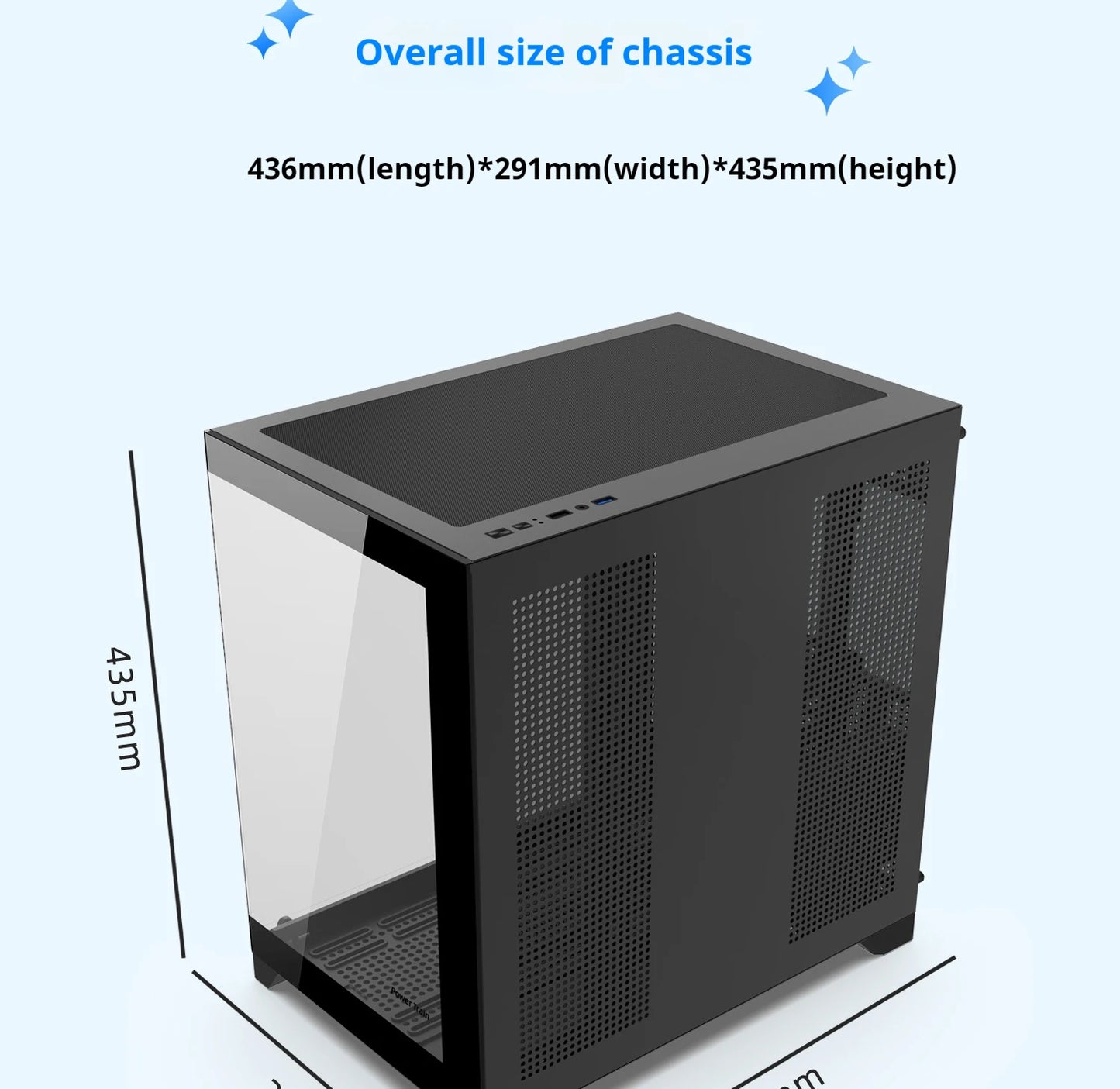 Power train Dreamland PRO PC gaming case ATX MATX ITX motherboard 360water-cooled Sea view room Double-sided glass computer case