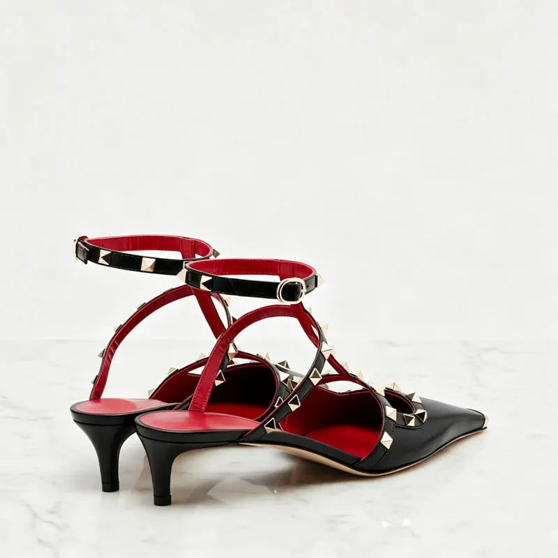 Summer Square Headed Rivet High-heeled Women's Sandals, Fashionable and Sexy Women's Party T-table Women's Plus Size Sandals