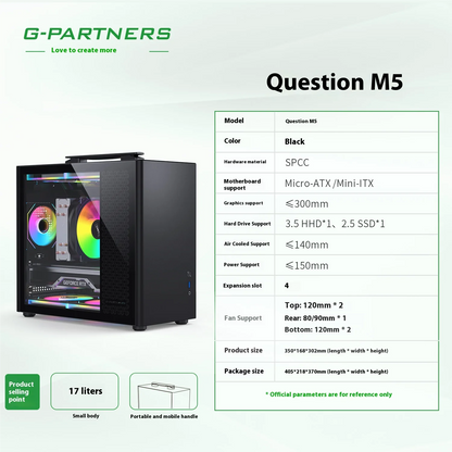 Question M5 PC case M-ATX Portable Computer Case ITX Motherboard ATX/SFX Power Supply Support U3 Desktop MINI Small Chassis