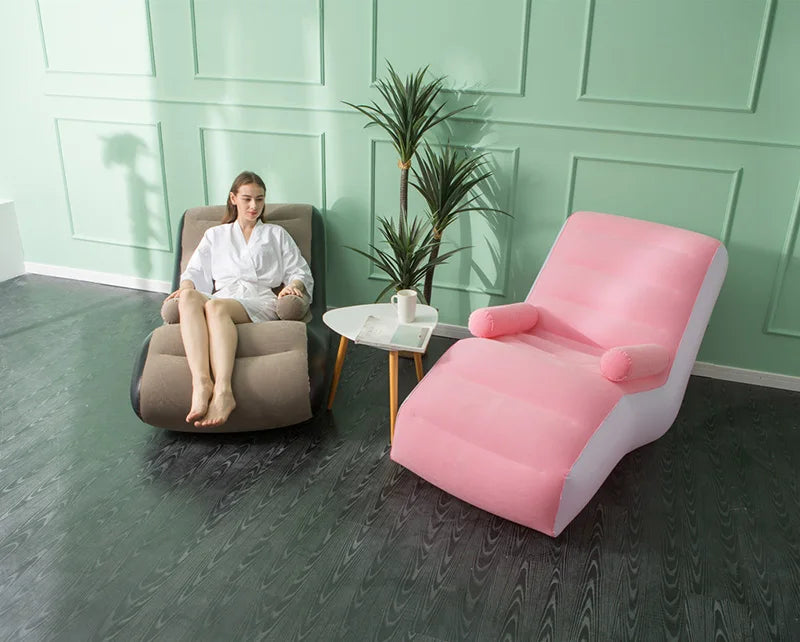 1Pc Inflatable Lazy Sofa Home Leisure Fashion Comfortable  Inflatable Air Sleeping Bed Indoor Collapsible Bed Leisure Sofa