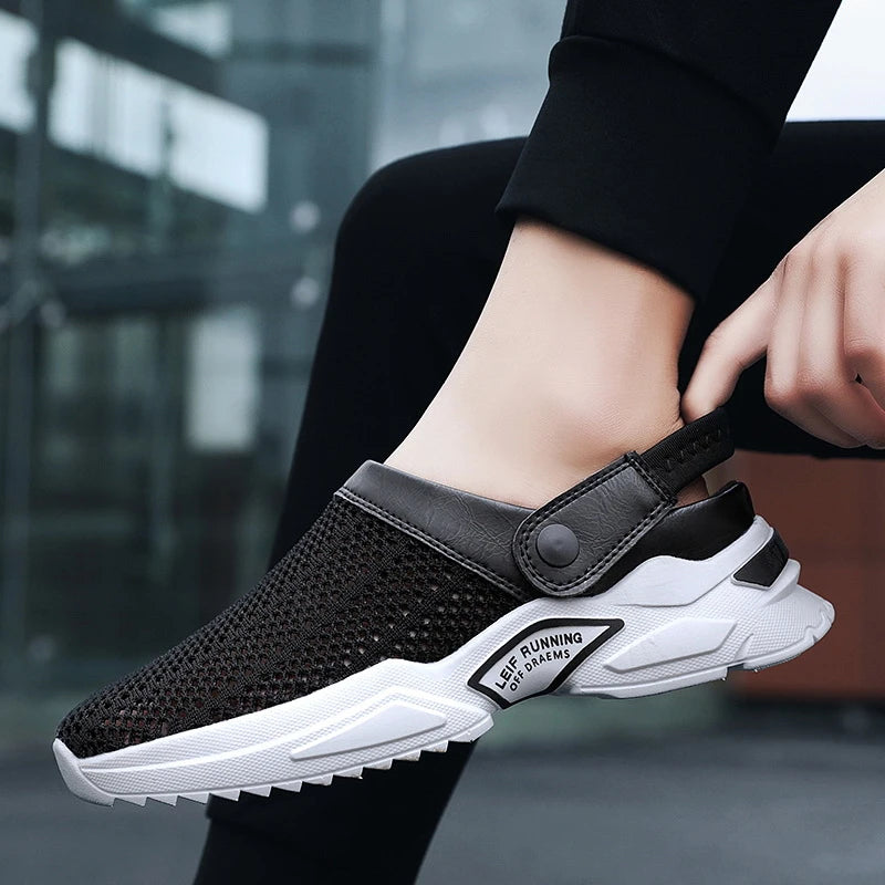 2025 Summer Flip Flops Large Size Men's Half-Slippers Men's Sandals Student Bag-Toe Sandals Beach Shoes Casual Breathable