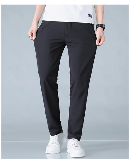 2025 Spring Summer Ultra-thin Men's Casual Pants Slim Straight Leg Elastic Waist Sports Jogging Trousers Fashion Men Golf Pants