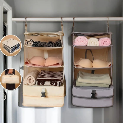 1Pcs 4 Tier Shelf Hanging Closet Organizer, Space Saver, Closet Hanging Shelf with 2 Sturdy Hooks for Storage, Foldable