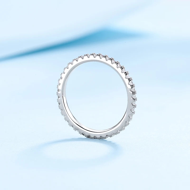 1.0mm-3.5mm Round Brilliant Cut Moissanite Wedding Rings Half Eternity Band 925 Silver Lab Diamond Wedding Ring With Certificate