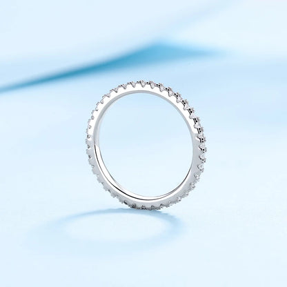 1.0mm-3.5mm Round Brilliant Cut Moissanite Wedding Rings Half Eternity Band 925 Silver Lab Diamond Wedding Ring With Certificate